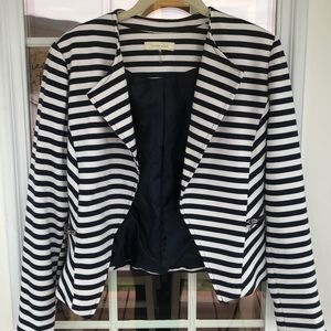 Lucid Pink Blue White Striped Cropped Blazer Small